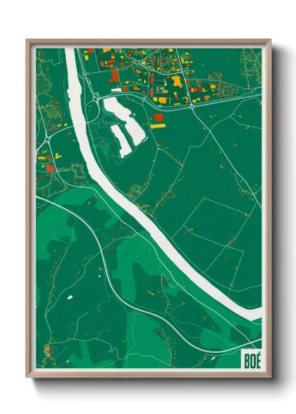 Une affiche de carte sur Boé
