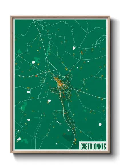 Une affiche de carte sur Castillonnès