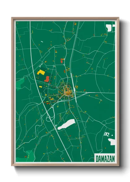 Une affiche de carte sur Damazan
