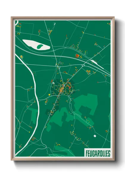 Une affiche de carte sur Feugarolles