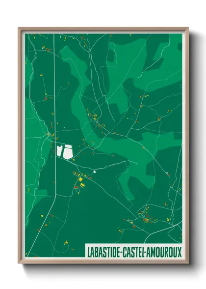 Une affiche de carte sur Labastide-Castel-Amouroux