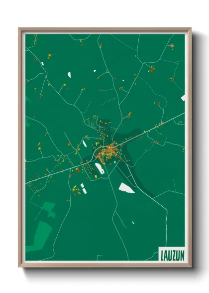 Une affiche de carte sur Lauzun