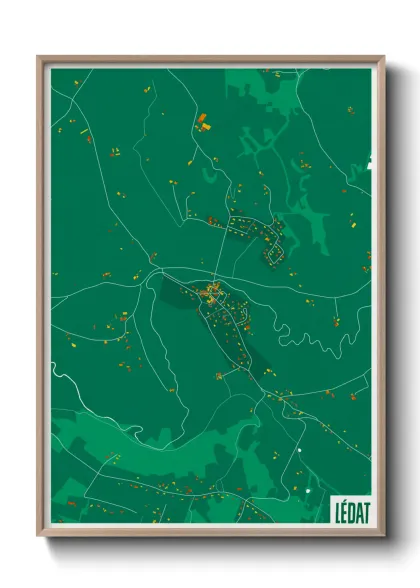 Une affiche de carte sur Lédat