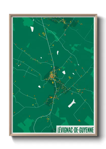 Une affiche de carte sur Lévignac-de-Guyenne