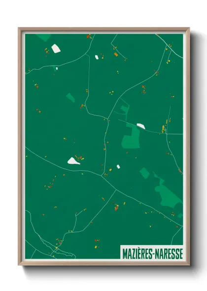 Une affiche de carte sur Mazières-Naresse