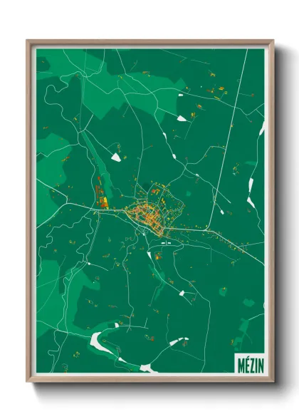 Une affiche de carte sur Mézin