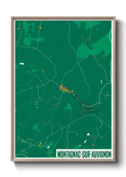 Une affiche de carte sur Montagnac-sur-Auvignon