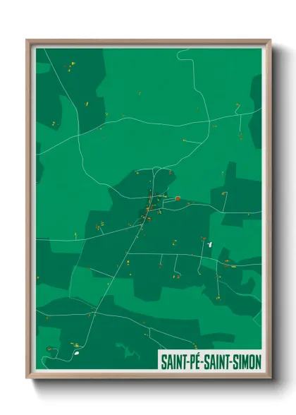Une affiche de carte sur Saint-Pé-Saint-Simon