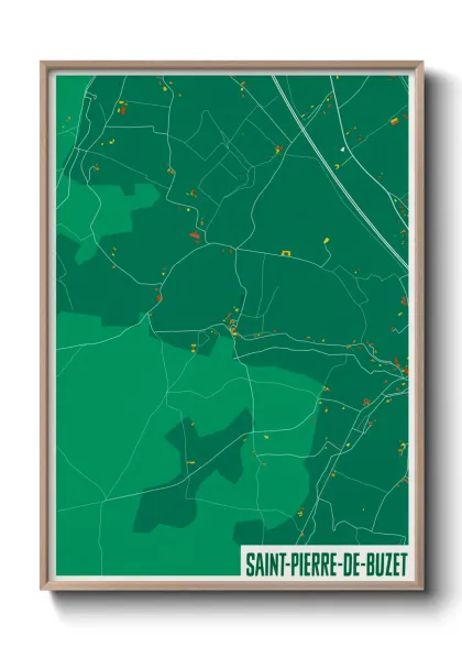 Une affiche de carte sur Saint-Pierre-de-Buzet