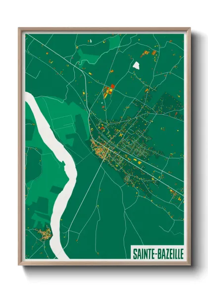 Une affiche de carte sur Sainte-Bazeille