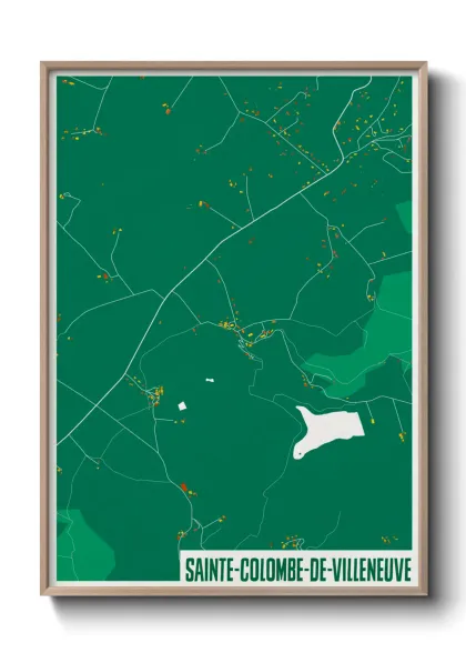 Une affiche de carte sur Sainte-Colombe-de-Villeneuve