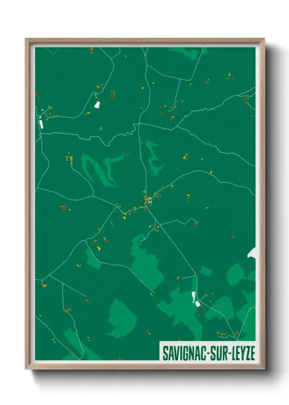 Une affiche de carte sur Savignac-sur-Leyze