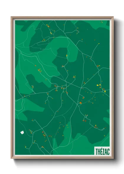 Une affiche de carte sur Thézac