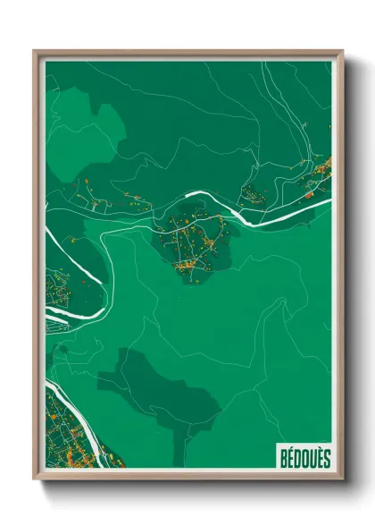 Une affiche de carte sur Bédouès