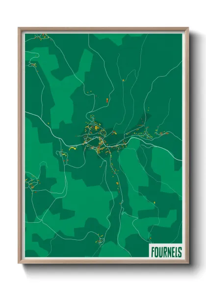 Une affiche de carte sur Fournels
