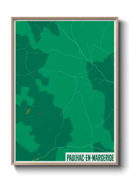 Une affiche de carte sur Paulhac-en-Margeride