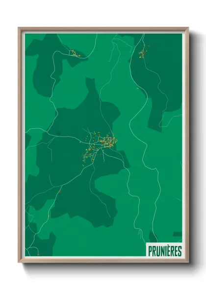 Une affiche de carte sur Prunières