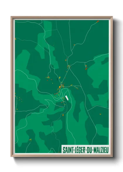 Une affiche de carte sur Saint-Léger-du-Malzieu
