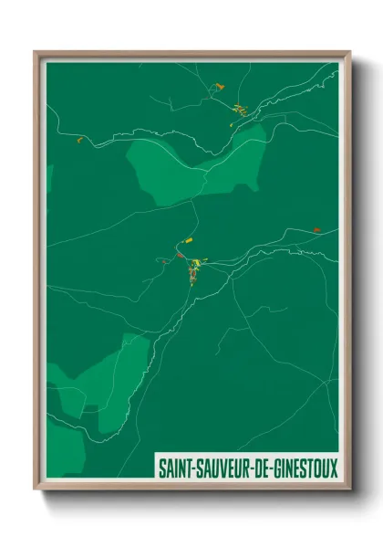 Une affiche de carte sur Saint-Sauveur-de-Ginestoux