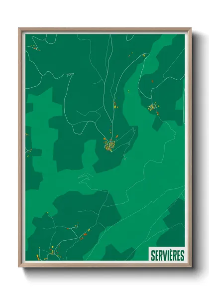 Une affiche de carte sur Servières