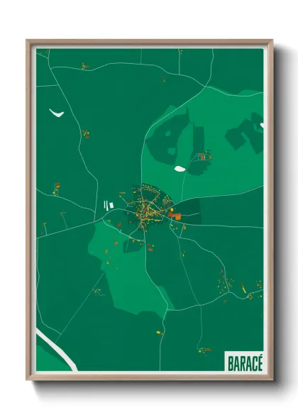 Une affiche de carte sur Baracé
