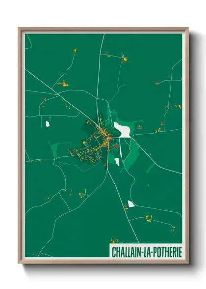 Une affiche de carte sur Challain-la-Potherie