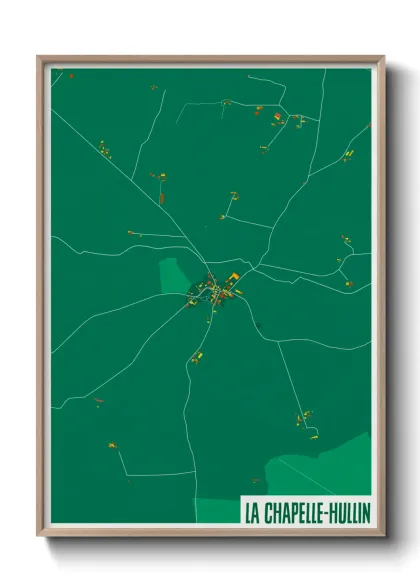 Une affiche de carte sur La Chapelle-Hullin