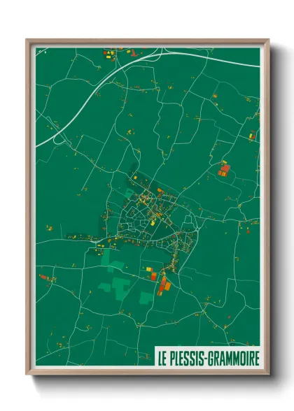 Une affiche de carte sur Le Plessis-Grammoire