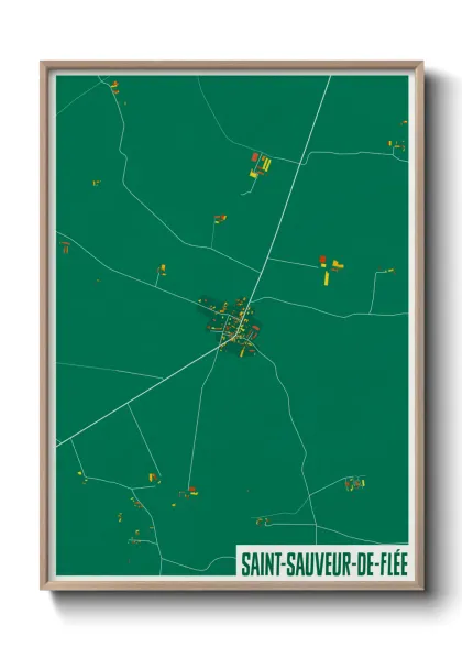 Une affiche de carte sur Saint-Sauveur-de-Flée