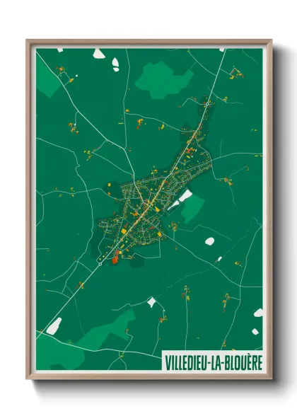 Une affiche de carte sur Villedieu-la-Blouère