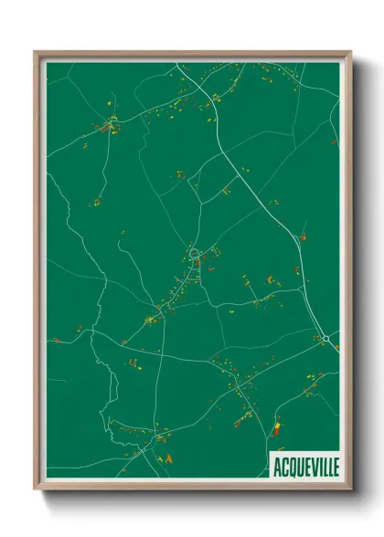 Une affiche de carte sur Acqueville