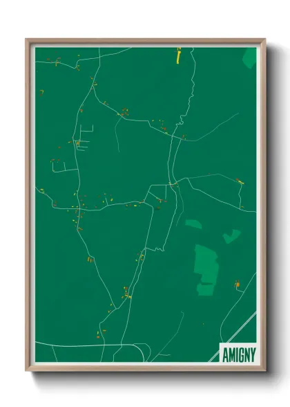 Une affiche de carte sur Amigny