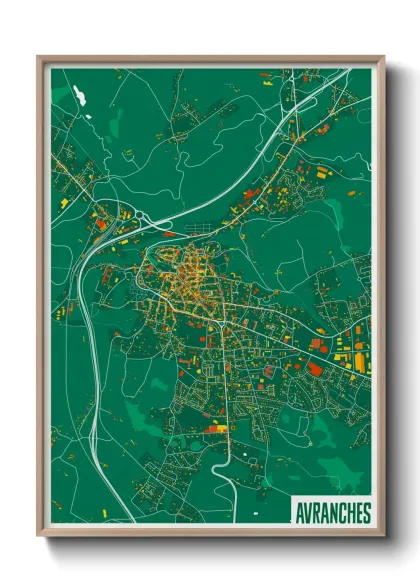 Une affiche de carte sur Avranches
