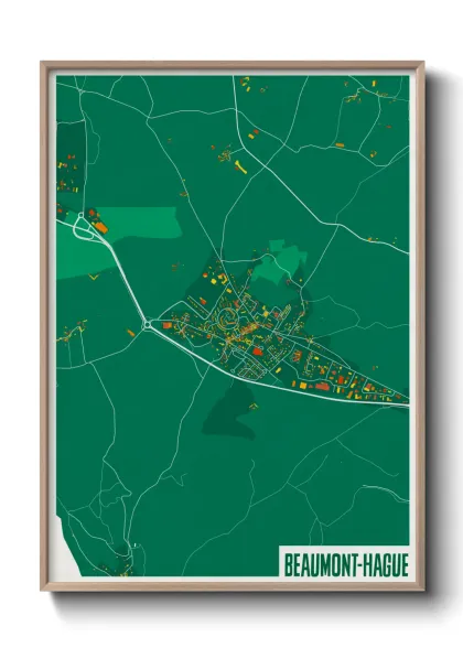 Une affiche de carte sur Beaumont-Hague
