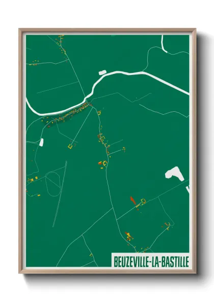 Une affiche de carte sur Beuzeville-la-Bastille