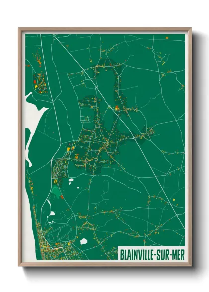 Une affiche de carte sur Blainville-sur-Mer