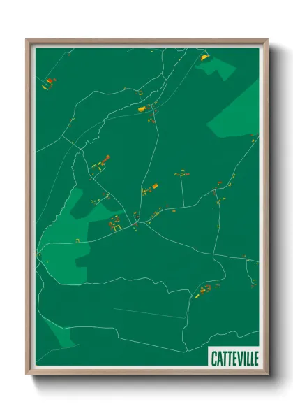 Une affiche de carte sur Catteville