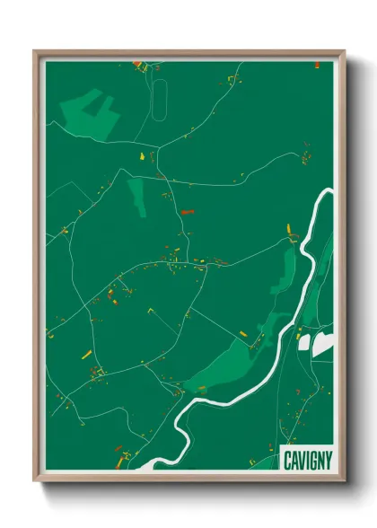 Une affiche de carte sur Cavigny