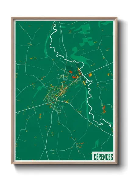 Une affiche de carte sur Cérences