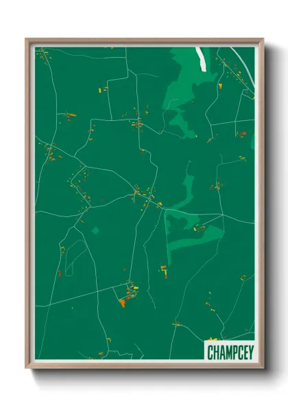 Une affiche de carte sur Champcey