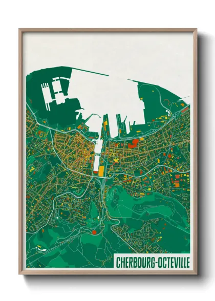 Une affiche de carte sur Cherbourg-Octeville