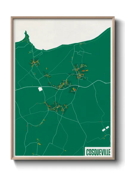 Une affiche de carte sur Cosqueville