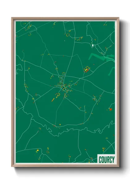 Une affiche de carte sur Courcy