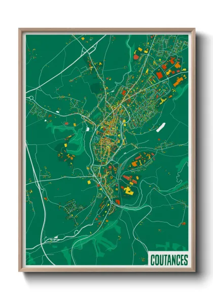 Une affiche de carte sur Coutances