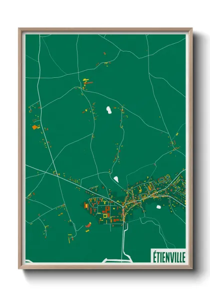 Une affiche de carte sur Étienville