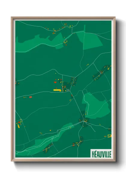 Une affiche de carte sur Héauville