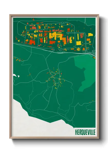 Une affiche de carte sur Herqueville