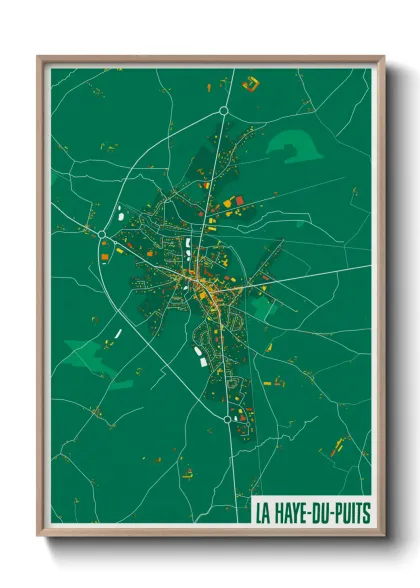 Une affiche de carte sur La Haye-du-Puits