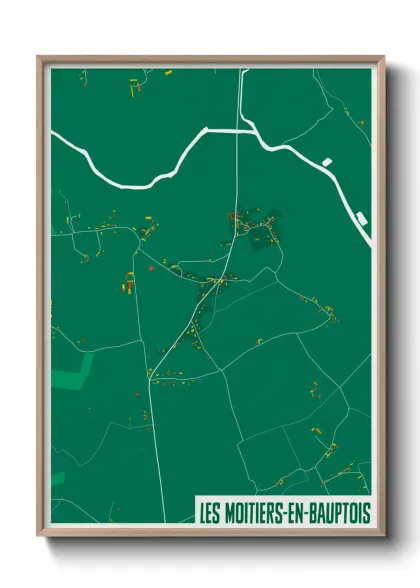 Une affiche de carte sur Les Moitiers-en-Bauptois