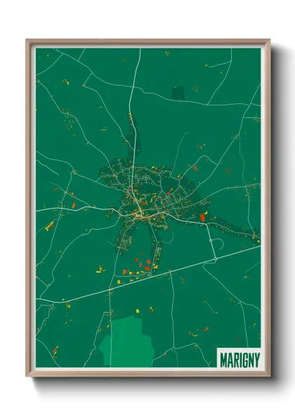 Une affiche de carte sur Marigny